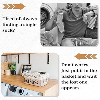 Lost Socks Basket for Laundry Room, Fabric Missing Sock Holder - color: Khaki