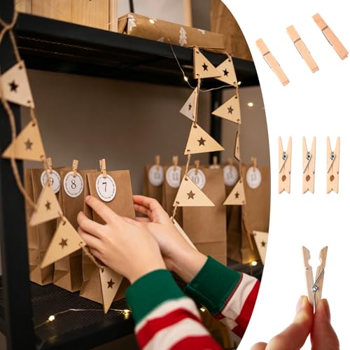 100Pcs 1.77 Inch Wooden Craft Clothespins, Multipurpose Natural Wood Peg Clips for Photos Art Projects Party Display