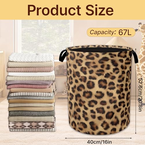 Leopard Print Laundry Basket,Animal Skin Collapsible Laundry Baskets with Handles,Waterproof Oxford Cloth Hamper,Storage Organizer for Bathroom Bedroom Dorm - color: Leopard Print,Animal Skin