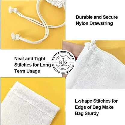 Mayatra's Cotton Laundry Bag for Clothes - Travel Organizer - Eco-Friendly 100% Pure Cotton Drawstring Bag - Large Size - Hanging Laundry Bag Foldable and Washable (Pack Of 2)