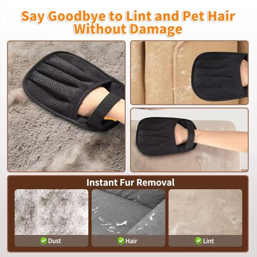 Pet Hair Removal Glove – Reusable Electrostatic Dog & Cat Hair Remover for Couch, Furniture, Carpet, Car Seats, Laundry & Clothing | Pet Grooming Mitt