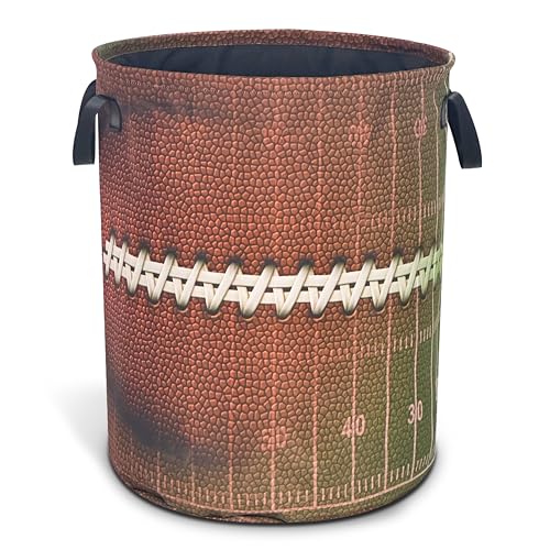Football Texture Laundry Basket Foldable Oxford Cloth Hamper 18.9 x 16.5 In - color: Football Texture