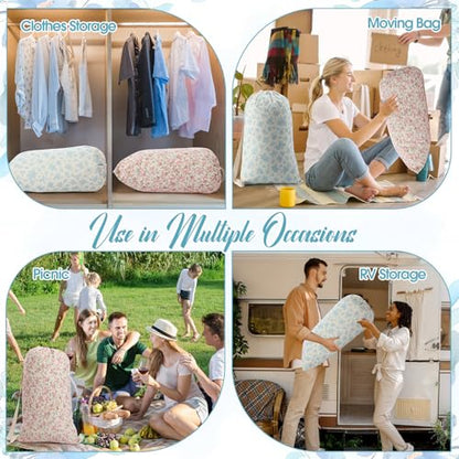 Satinior 2 Pcs Floral Laundry Bag Backpack for Dorm Travel 29" x 18" Canvas - style: Floral