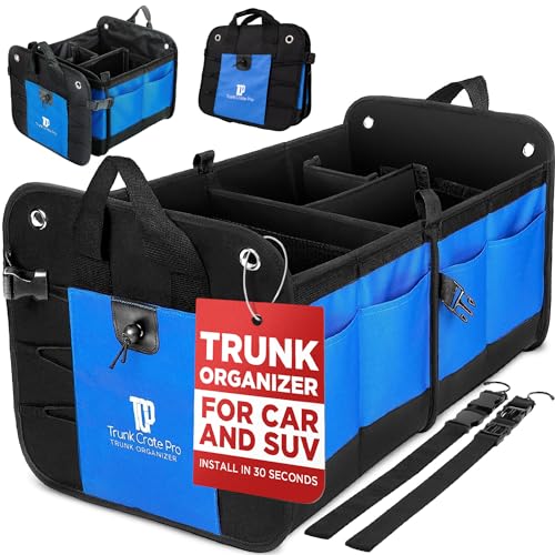 Blue Car Cargo Trunk Organizer for SUV & Auto Storage, Large - color: Blue, size: Large