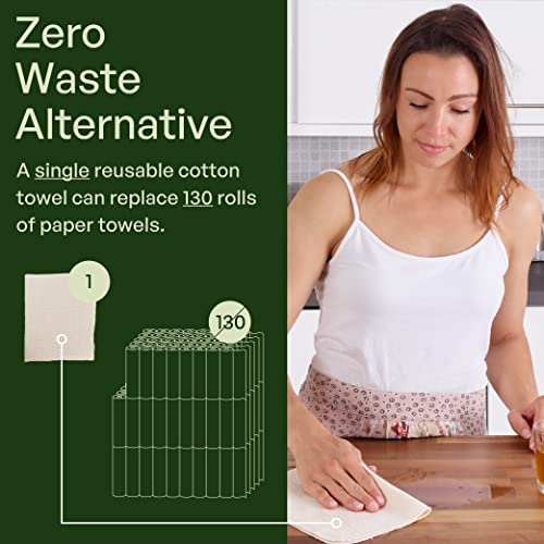 mioeco 10 Pack Reusable Kitchen Paper Towels, Organic Dish Cloths - size: 10 Pack White (12 x 10 inches)