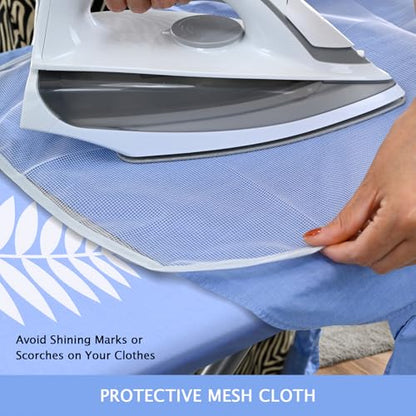 SheeChung 14"x42" Over The Door Ironing Board Cover and Pad,Heat Resistance - color: Blue+leaf, size: 14"L x 42"W
