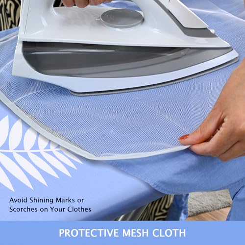 SheeChung 14"x42" Over The Door Ironing Board Cover and Pad,Heat Resistance - color: Blue+leaf, size: 14"L x 42"W