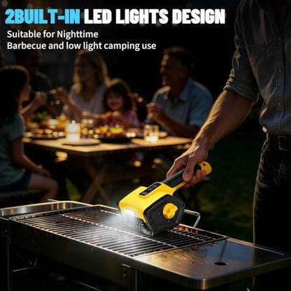 Electric Grill Brush,2-Speed Rechargeable BBQ Grill Cleaner, up to 160 min Runtime, 304 Stainless Steel Brush, LED Light, 2 Brush Heads Included, Most Outdoor Grill Grates - color: Yellow