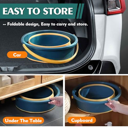 Collapsible Bucket 4.5 Gallon/17L Large Capacity Foldable Cleaning Buckets - color: Large Blue