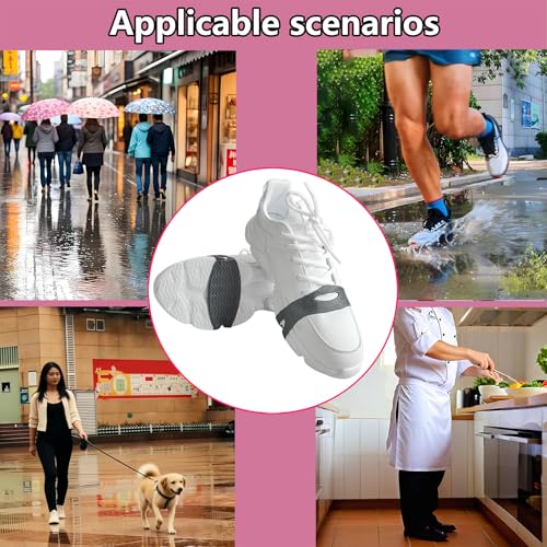 2026Upgraded Reusable TPE Anti-Slip Shoe Covers, 3 Pairs Portable Shoe Grips for Hiking, Loafers, Flats Casual Shoes, Unisex - color: Black