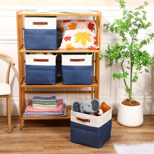 Uiifan 12 x 12 x 12 Inch 8 Pack Fabric Storage Baskets with Handles, Blue - color: Blue, size: 12 x 12 x 12 Inch