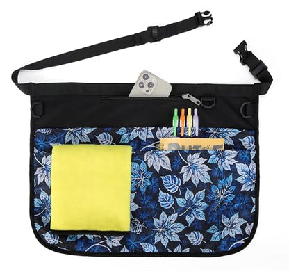 Bafelia Waterproof Server Apron for Women with 7 Pockets - color: Blue Leaves