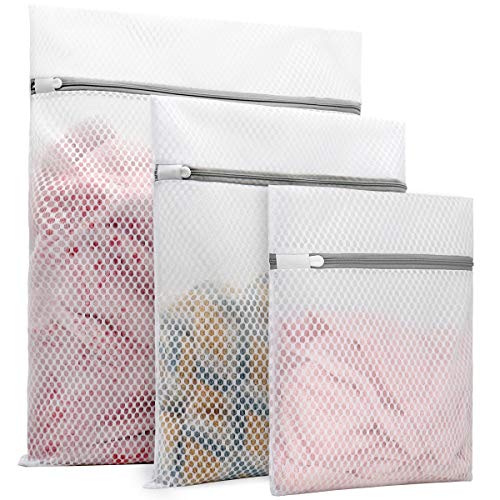 Muchfun 3Pcs Durable Honeycomb Mesh Laundry Bags for Delicates - size: 1Large, 1Medium, 1Small