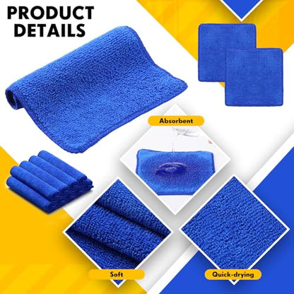 Newwiee 150 Pcs Microfiber Cleaning Cloth 6"x 6" Inch Softer Highly Absorbent Reusable Cleaning Rags for Kitchen Car Glass Home(Blue)
