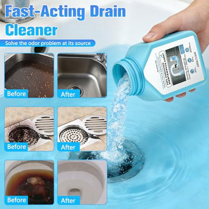 Drain Clog Remover Powerful, Sink Drain Hair Clog Remover Cleaner, Strong DrainCleaner for Kitchen, Shower Pipes and Drains