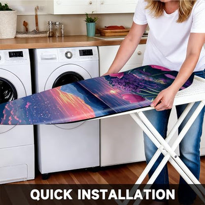Ironing Board Cover 15"x54"，Standard Ironing Board Replacement Cover，Easy Fit - color: Pinkish Purple, size: 15"x54"