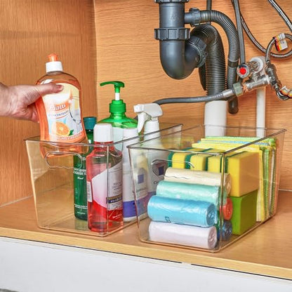 Vtopmart 6 Pack Clear Storage Bins, Pantry Storage Bins with Handle, XL - size: XL(13"×7.4"×7")