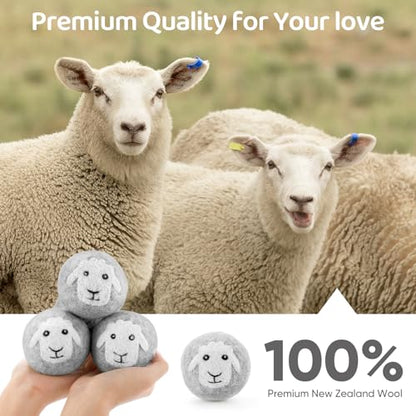 Wool Dryer Balls 6 Pack, Natural Fabric Softener, Dryer Balls Laundry Reusable, Reduces Clothing Wrinkles and Saves Drying Time (Gray) - color: Gray