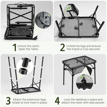 Folding Grill Table, 24"x16" Portable Camping Table with Storage Pocket, Heat Resistant & Waterproof Outdoor Picnic Table, Sturdy Lightweight for Travel Cooking BBQ, Camping, Backyard - size: 24"L x 16"W x 27"H