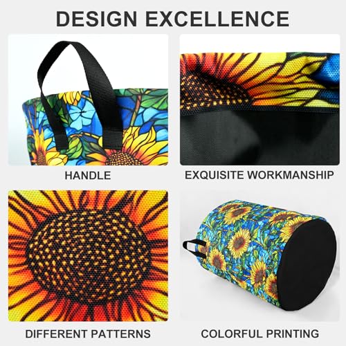 Sunflowers Laundry Basket Foldable Oxford Laundry Hamper With Handle For Room Bathroom Bedroom - color: Sunflowers