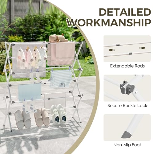 APEXCHASER Extra Large Clothes Drying Rack, 14.57" D × 44.88" H - color: White, size: Small
