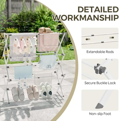 APEXCHASER Extra Large Clothes Drying Rack, 14.57" D × 44.88" H - color: White, size: Small
