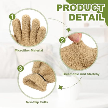 uxcell Microfiber Gloves, Reusable Washable Plant Dusting Gloves Cleaning Mittens for Auto Plants Household Kitchen - color: Khaki