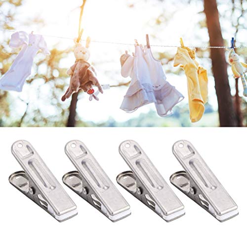 20pcs Stainless Steel Clothes Pins Durable Metal Clips Clothespins Laundry Chip Clips Home Underwear Pegs