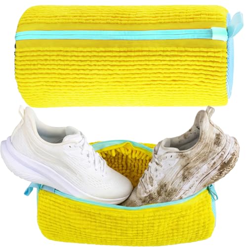 Shoe Washing Bag for Washing Machine, Reusable Laundry Bag for Sneakers, Socks, Gym Shoes Fast Wash, Travel, Dorm Room Essentials (Yellow) - color: Yellow