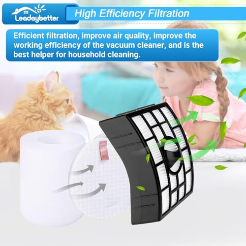 Leadaybetter 2 HEPA + 4 Foam & Felt Filters for Shark Rotator Powered Lift-Away XL Capacity NV755, UV795 Vacuum Cleaner, Compare to Part # XFF750 & XHF650 Replacement