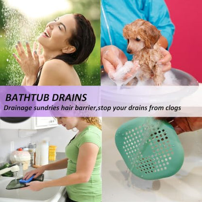 Bovinde Hair Drain Catcher,Square Cover for Shower 2 Pack (Purple Green) - color: Purple Green