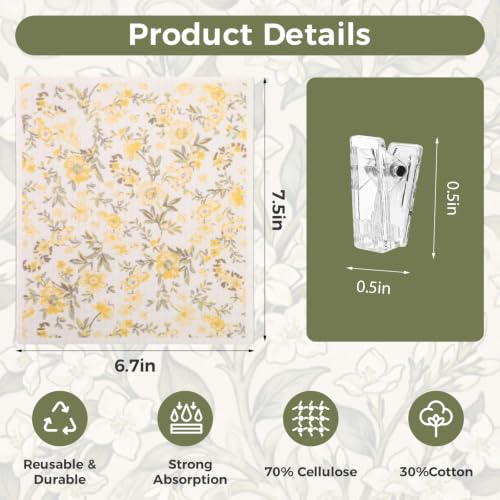 6 Pack Swedish Dishcloths for Kitchen, Fall Swedish Rags Dish Towels - color: Floral
