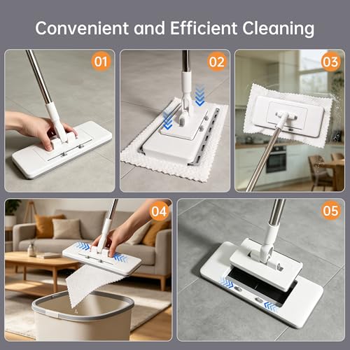 2‑in‑1 Snap Grip Mini Mop with 10 Reusable Cloths, Zero Touch No Wash Lazy Mop, Suitable for Wet/Dry Floors, House Wall, Windows, Corners,Versatile and Efficient - size: Mini Mop with 10 Reusable Cloths