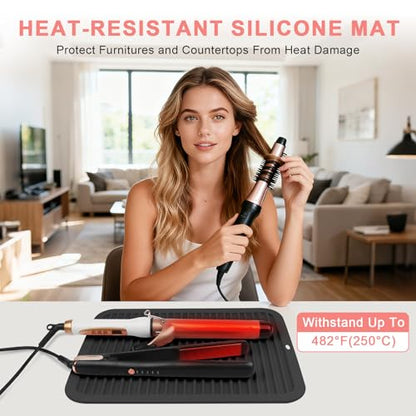 AMIJEAL Oversize Silicone Heat Resistant Mat for Hair Tools(14.2" x 11") - color: Black