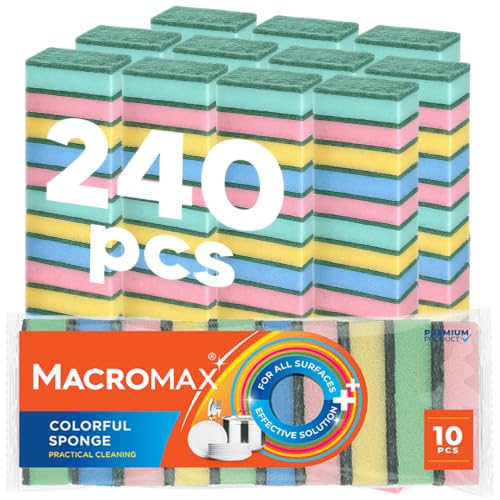 Macromax Dish Sponges 240 Pack, Non-Scratch Kitchen Sponge Set