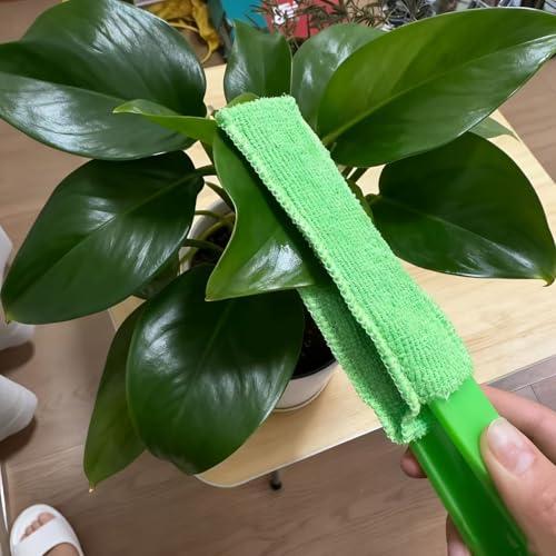 Leaf Cleaning Tongs Washable Reusable Microfiber Sleeves and Gloves Plants Cleaning Set for House Plants, Window Blind (Green) - color: Green