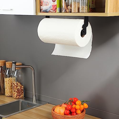 ZUNTO Black Paper Towel Holder Cabinet Door or Under Cabinet - Self Adhesive Big Roll Rack, Wall Mount Paper Towel Bar for Kitchen, Stainless Steel, - color: Matte Black/Cabinet Door