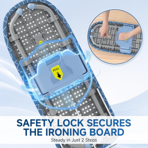 APEXCHASER Small Ironing Board, Iron Board with Iron Rest & Holder, Blue - color: Blue