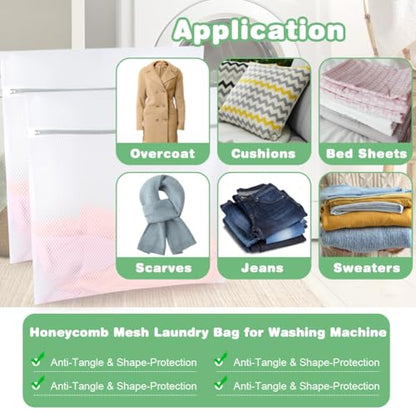 Tenn Well 2Pk 24x24" Honeycomb Mesh Laundry Bags XXL - color: White, size: 24" x 24"