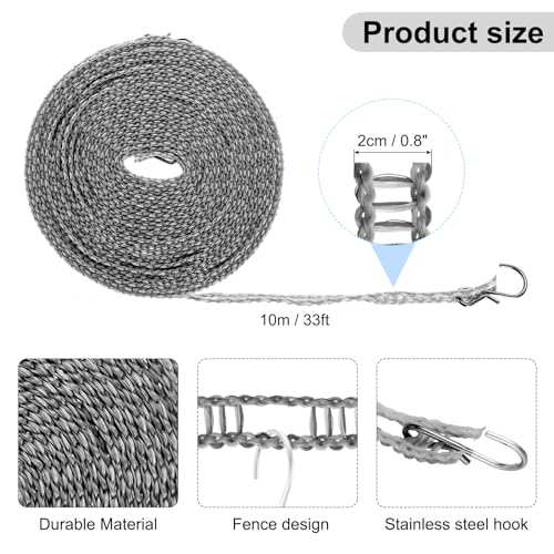 uxcell 2pcs Windproof Clothesline, 10M 33ft Plastic Non-Slip Clothes Drying Rope Portable Travel Clothesline for Courtyard Outdoor Laundry Camping, Grey - color: Gray, size: 32.8ft