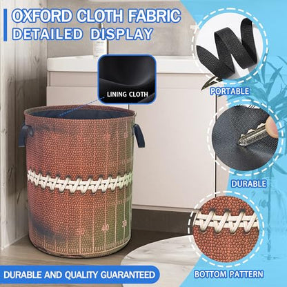 Football Texture Laundry Basket Foldable Oxford Cloth Hamper 18.9 x 16.5 In - color: Football Texture