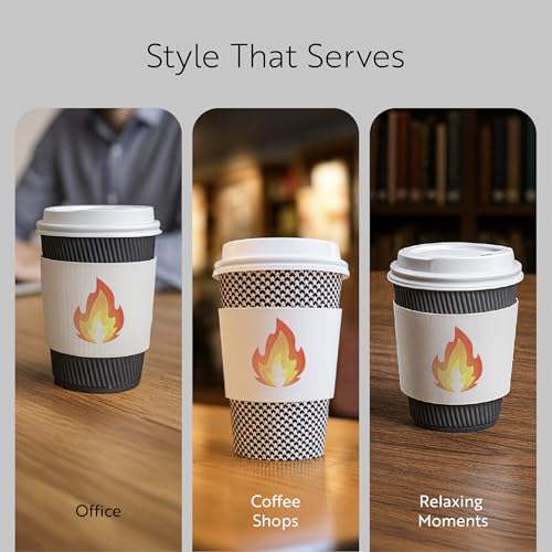 Restaurantware White Paper Fire Emoji Coffee Cup Sleeve, 50 Pack - color: White, size: Fire