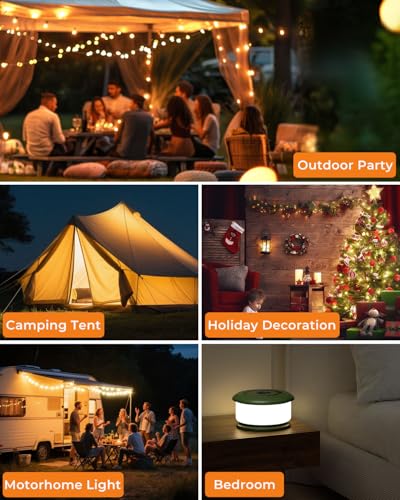 Camping String Lights, Retractable 32.8FT Rechargeable Fairy Light - color: Green