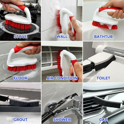 Holikme 6 Pack Cleaning Brush Scrub Brush Kitchen Brush for Floor,Red - color: Red