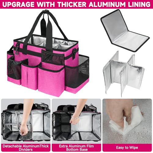 Cleaning Caddy Bag, Cleaning Supplies Organizer for Housekeepers, Housekeeping Caddy with Handle and Detachable Padded Cushion, Pink - color: Rose Pink, size: M