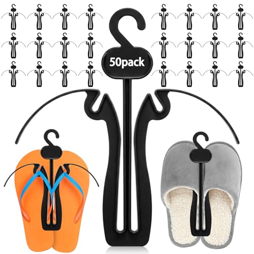 Novabright 50 Pack Sandal Hangers, 7 Inch Plastic Flip Flop Hooks, Black - color: Black