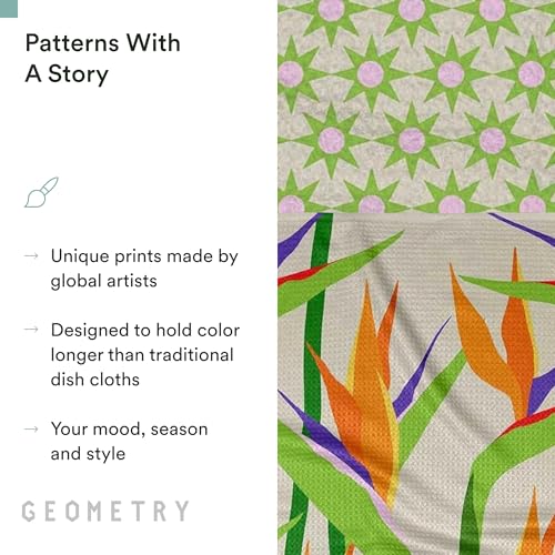 GEOMETRY Kitchen Dish Cloths - Spring & Summer Collection - Premium Dishcloths with Geoweave - Absorbent & Fast Drying Kitchen Towels - Paradise, 10" x 10" - 3-Pieces - color: Paradise, size: 10" x 10" (3 Pack)