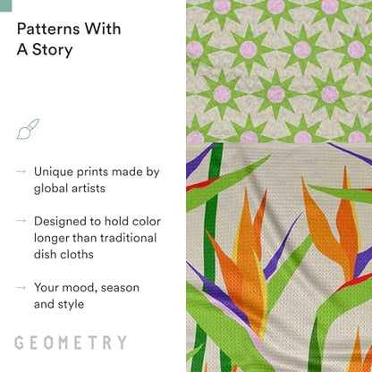 GEOMETRY Kitchen Dish Cloths - Spring & Summer Collection - Premium Dishcloths with Geoweave - Absorbent & Fast Drying Kitchen Towels - Paradise, 10" x 10" - 3-Pieces - color: Paradise, size: 10" x 10" (3 Pack)