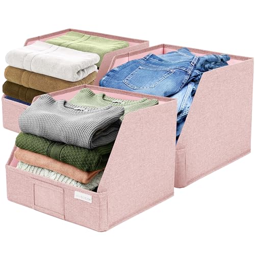 VIVIDECOR Open Front Trapezoid Closet Bins, Storage Baskets for Closets, Pink - color: Pink