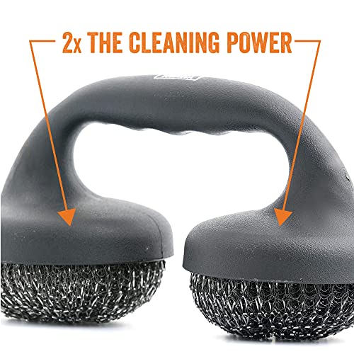 Yukon Glory BBQ Grill Brush, Double Stainless Steel Cleaning Pads
